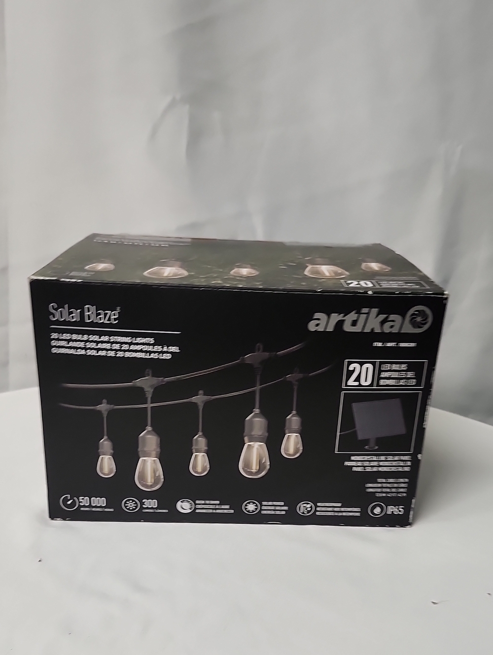 Solar Blaze 20-Count Outdoor String Lights - Black